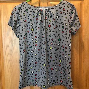 Gray Leopard Liz Claiborne Top Size Small